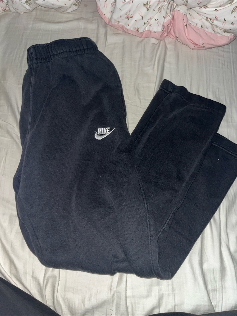 Nike Black Kids Fleece Joggers with White Swoosh